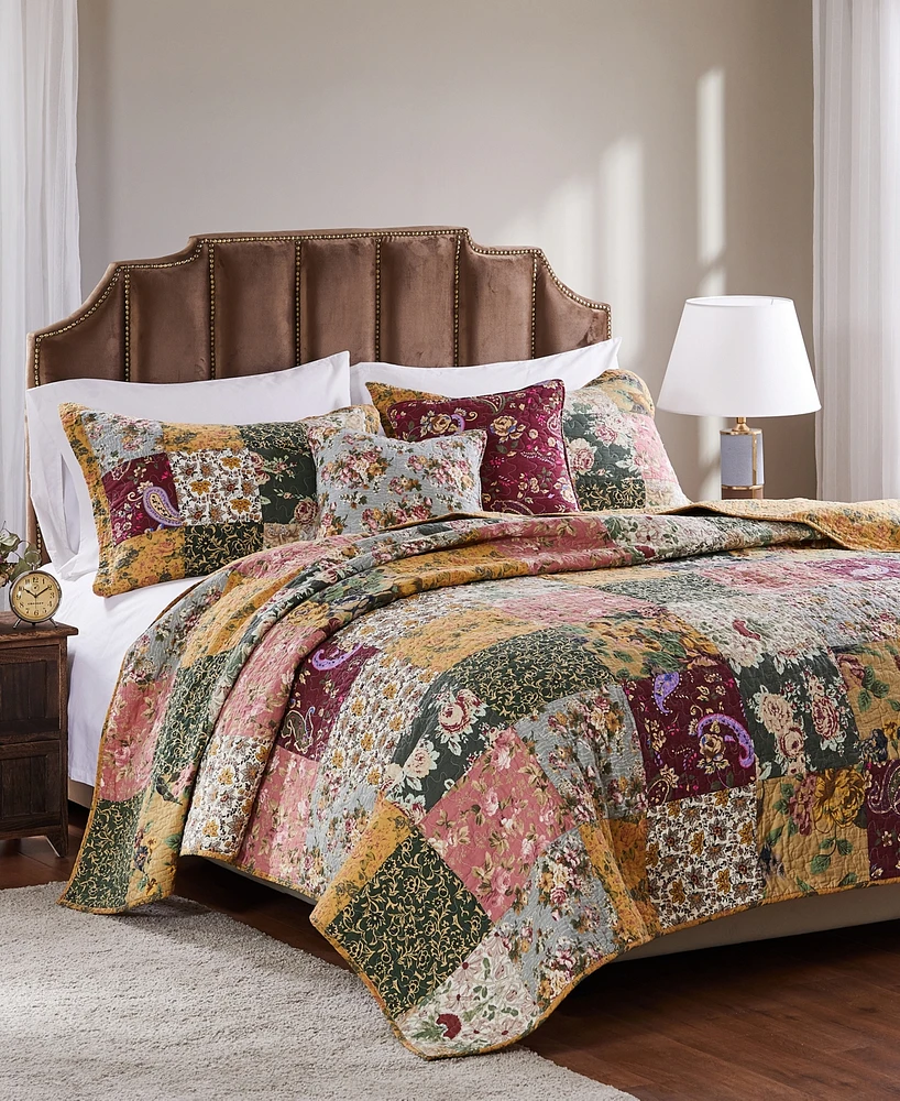 Greenland Home Fashions Antique Chic Cotton Authentic Patchwork 4 Piece Quilt Set, Twin/Twin Xl