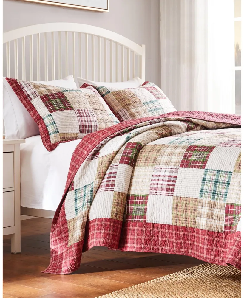 Greenland Home Fashions Oxford 100% Cotton Reversible Piece Quilt Set