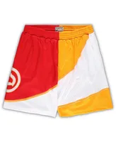 Men's Mitchell & Ness Yellow, Red Atlanta Hawks Big and Tall Hardwood Classics Split Swingman Shorts