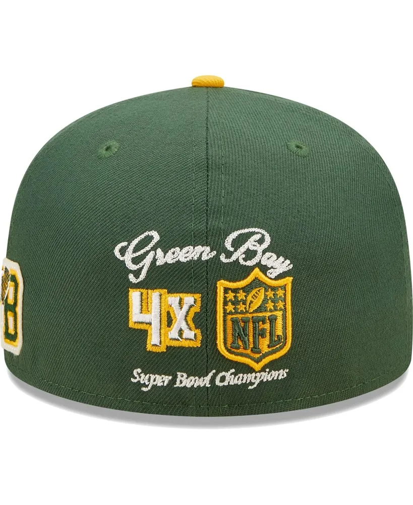 Men's New Era Green, Gold Green Bay Packers Super Bowl Xxxi Letterman 59FIFTY Fitted Hat