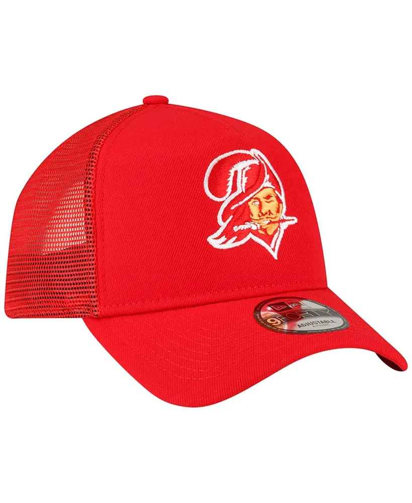 Men's New Era Red Tampa Bay Buccaneers Throwback Logo A-Frame Trucker 9FORTY Adjustable Hat