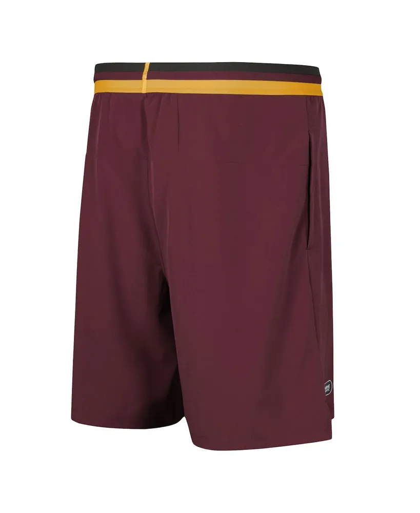 Men's Burgundy Washington Commanders Cool Down Tri-Color Elastic Training Shorts