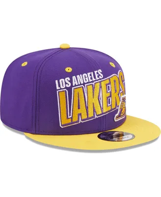 Men's New Era Purple, Gold Los Angeles Lakers Stacked Slant 2-Tone 9FIFTY Snapback Hat