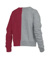 Women's Pressbox Heather Gray Alabama Crimson Tide Half and Half Raglan Pullover Sweatshirt