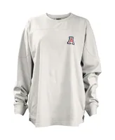 Women's Pressbox White Arizona Wildcats Pennant Stack Oversized Long Sleeve T-shirt