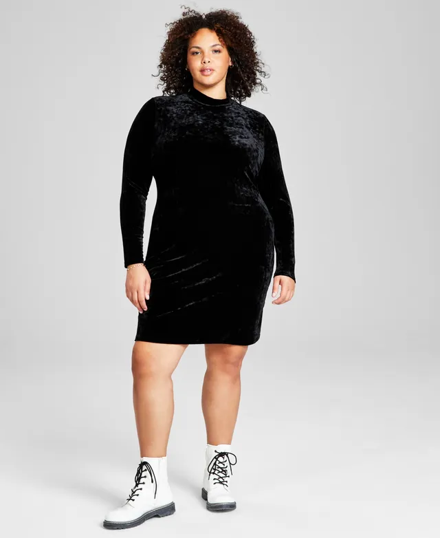 And Now This Plus Size Corset-Style Crushed-Velvet Dress - Macy's