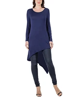 24seven Comfort Apparel Women's Long Sleeve Knee Length Tunic Top