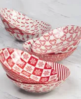 Certified International Peppermint Candy 40 oz Soup Bowls Set of 6, Service for 6