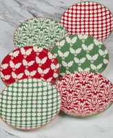 Certified International Winter Medley 6" Canape Plates Set of 6, Service for 6