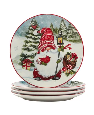 Certified International Christmas Gnomes 11" Dinner Plates Set of 4, Service for 4