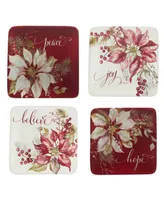 Certified International Winters Joy 6" Canape Plates Set of 4