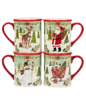 Certified International Joy of Christmas 16 oz Mugs Set of 4