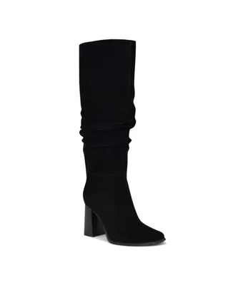 Nine West Women's Domaey Stacked Block Heel Dress Wide Calf Boots
