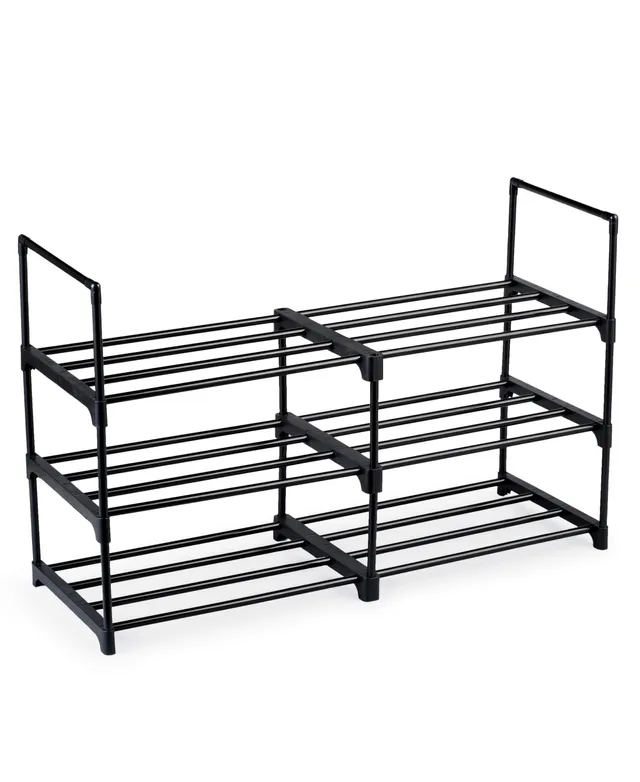 Collections Etc Black 4-Tier Metal Shoe Rack is Perfect Inside a Closet or  in an Entryway to Control Clutter - Holds 12 Pairs