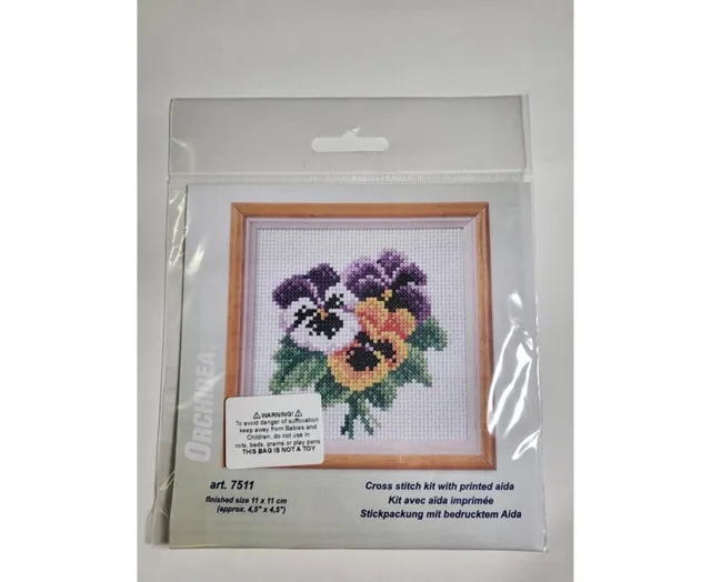 Stamped Cross Stitch Kit Pansies 7591