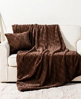 Battilo Cozy Carved Wave Faux Fur Throw, 60" x 80"