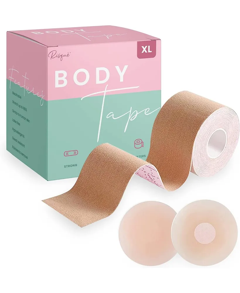 Risque Plus Size Xl Beige Breast Lift Tape, With 2 reusable silicon covers included | 1 roll tape