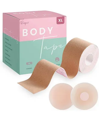 Risque Plus Size Xl Beige Breast Lift Tape, With 2 reusable silicon covers included | 1 roll tape