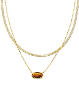 Kendra Scott 14k Gold-Plated Drusy Stone & Herringbone Chain Layered Pendant Necklace, 16" + 3" extender