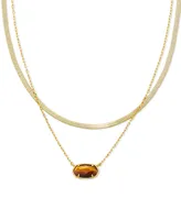 Kendra Scott 14k Gold-Plated Drusy Stone & Herringbone Chain Layered Pendant Necklace, 16" + 3" extender
