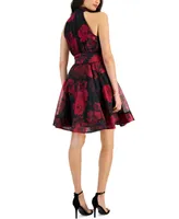 Taylor Women's Floral-Print Fit & Flare Dress