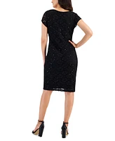 Connected Women's Lace Short-Sleeve V-Neck Dress