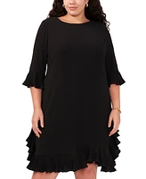 Msk Plus Pleated Ruffle Dress