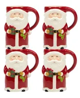 Certified International Joy of Christmas 18 oz 3-d Santa Mugs Set of 4