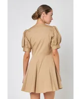 English Factory Women's Pintuck Pleated Dress