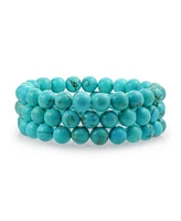 Bling Jewelry Stackable Set Of 3 Natural Stone Round Bead 8MM Multi Strand Stretch Bracelet