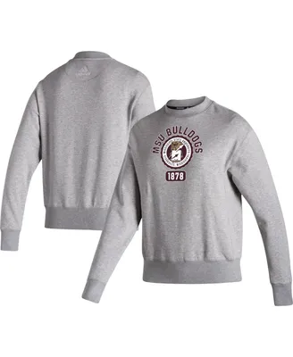 Women's adidas Heathered Gray Mississippi State Bulldogs Vintage-Like Circle Pullover Sweatshirt