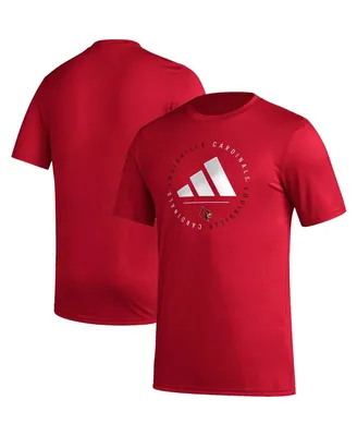 Men's adidas Red Louisville Cardinals Stripe Up Aeroready Pregame T-shirt
