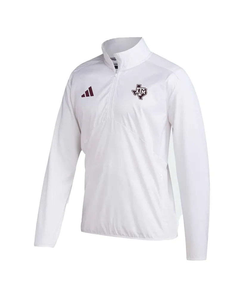 Men's adidas White Texas A&M Aggies Sideline Aeroready Raglan Sleeve Quarter-Zip Jacket