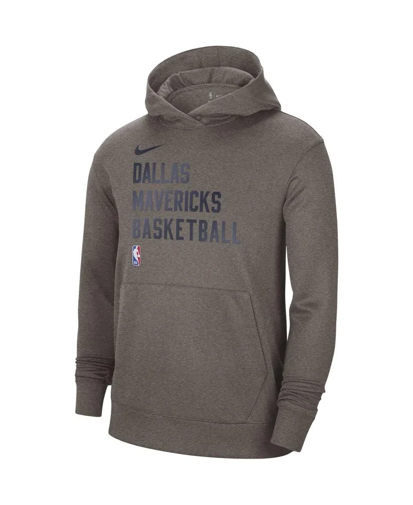 Men's and Women's Nike Olive Gray Dallas Mavericks 2023/24 Performance Spotlight On-Court Practice Pullover Hoodie