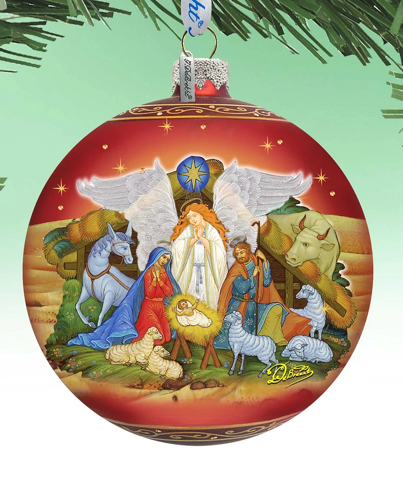 Designocracy Guarding Light Nativity Large Holiday Glass Collectible Ornaments G. DeBrekht