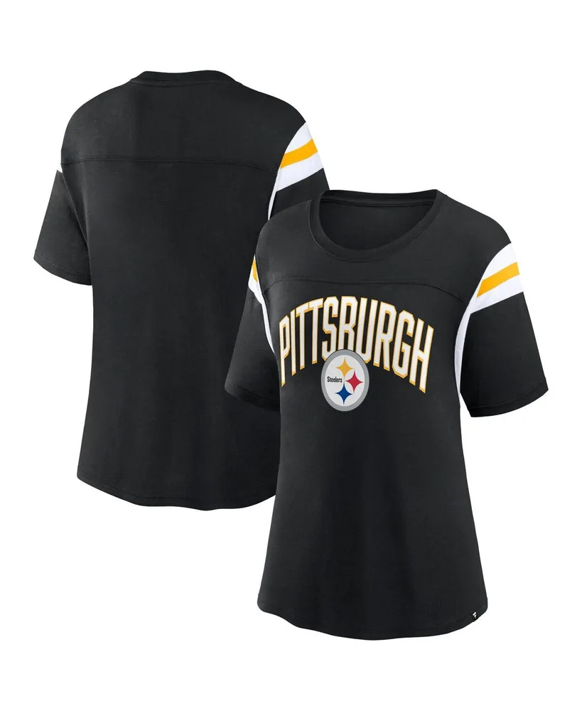 Women's Fanatics Black Pittsburgh Steelers Earned Stripes T-shirt