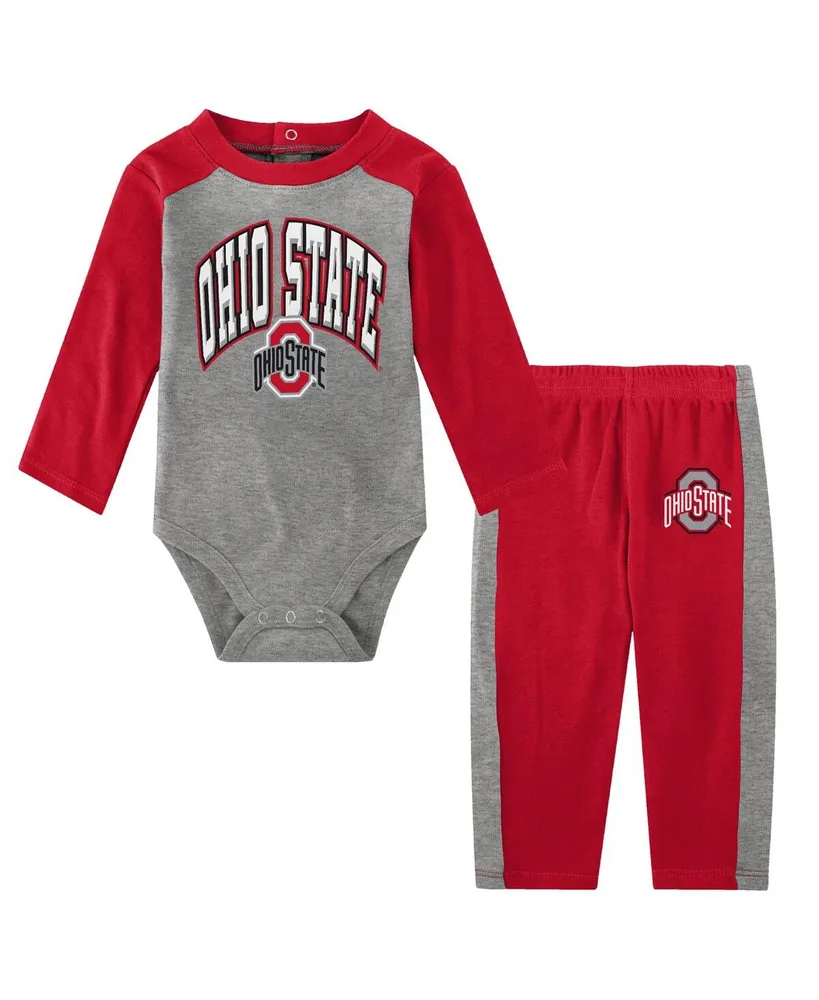 Newborn and Infant Boys and Girls Scarlet Ohio State Buckeyes Rookie of the Year Long Sleeve Bodysuit and Pants Set