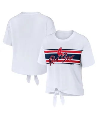 Women's Wear by Erin Andrews White Boston Red Sox Front Tie T-shirt