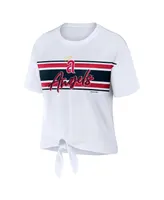 Women's Wear by Erin Andrews White Los Angeles Angels Front Tie T-shirt