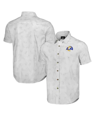 Men's Nfl x Darius Rucker Collection by Fanatics White Los Angeles Rams Woven Short Sleeve Button Up Shirt