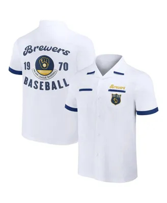 Men's Darius Rucker Collection by Fanatics White Milwaukee Brewers Bowling Button-Up Shirt