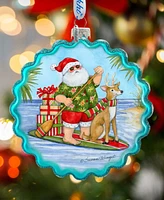 Designocracy Paddle Boarding Santa Wreath Christmas Mercury Glass Ornaments S. Winget