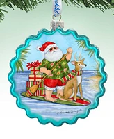 Designocracy Paddle Boarding Santa Wreath Christmas Mercury Glass Ornaments S. Winget