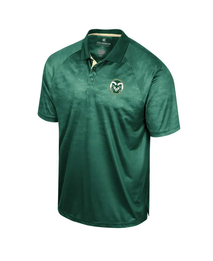 Men's Colosseum Green Colorado State Rams Honeycomb Raglan Polo Shirt