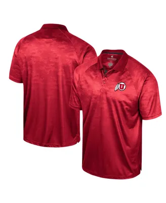 Men's Colosseum Red Utah Utes Honeycomb Raglan Polo Shirt