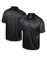 Men's Colosseum Black Wyoming Cowboys Honeycomb Raglan Polo Shirt