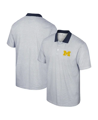 Men's Colosseum White, Black Michigan Wolverines Print Stripe Polo Shirt