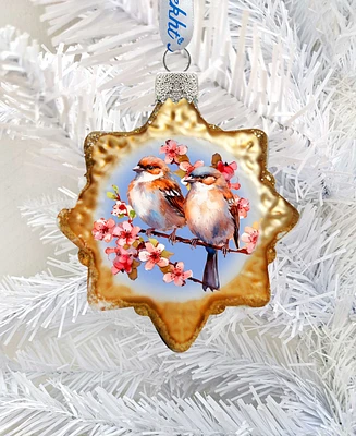 Designocracy Spring Sparrows Keepsake Mercury Glass Christmas Ornaments G. DeBrekht