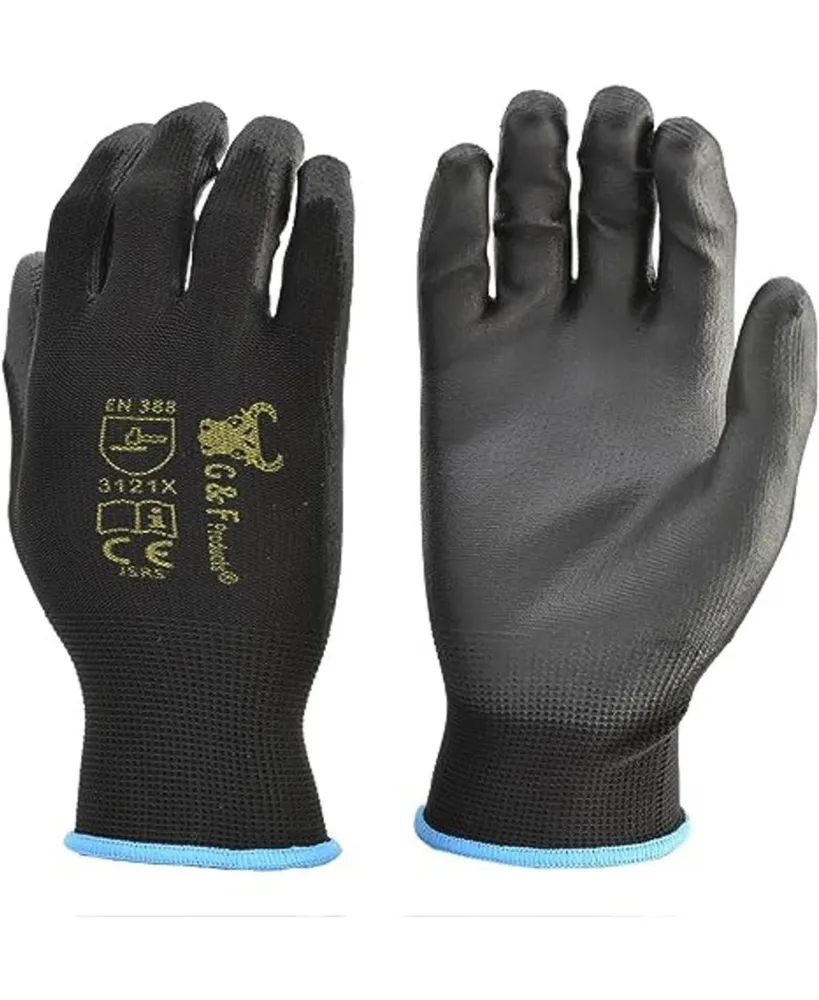 G & F Products 12 Pairs Men Work Gloves, Lightweight Grip Gloves For