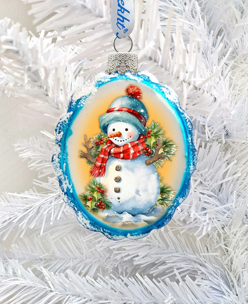 Designocracy Snowman's Gift Keepsake Mercury Christmas Glass Ornaments G. DeBrekht